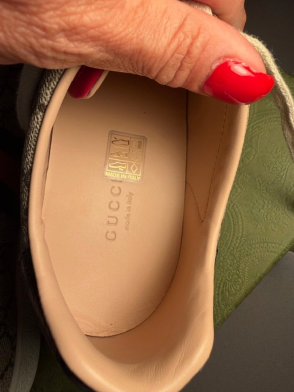 Gucci Beige Monogram Sneakers - Picture 7 of 10